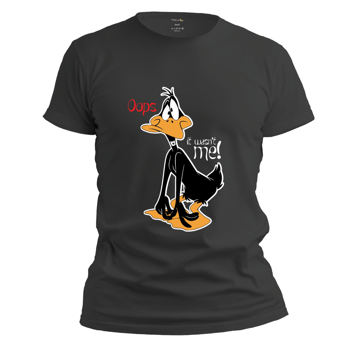 Εικόνα της T-shirt με τύπωμα "It wasn't me Daffy" μαύρο