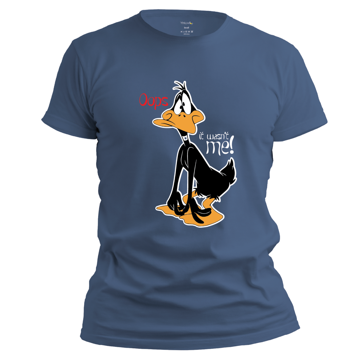 Εικόνα της T-shirt με τύπωμα "It wasn't me Daffy" μπλε