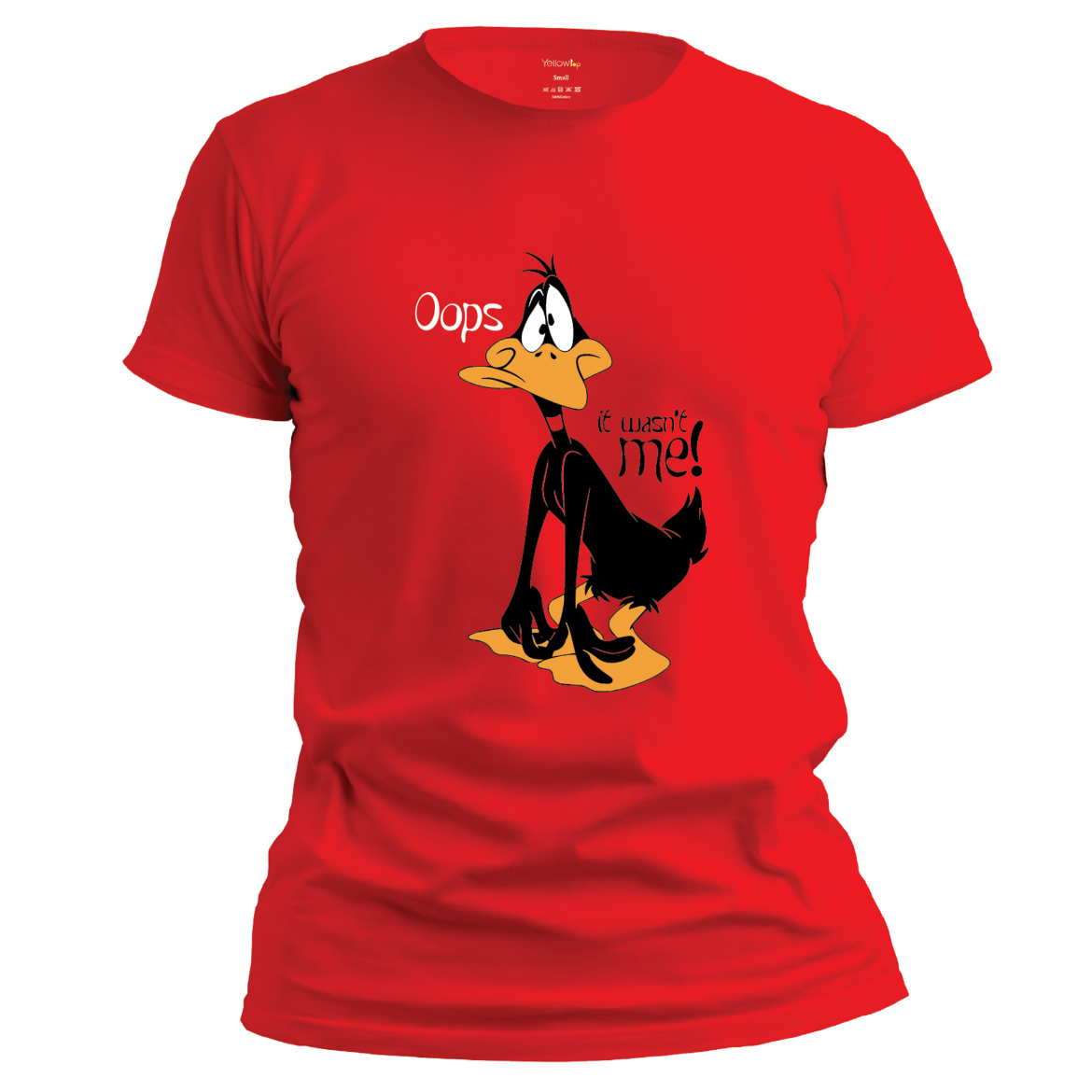 Εικόνα της T-shirt με τύπωμα "It wasn't me Daffy" κόκκινο