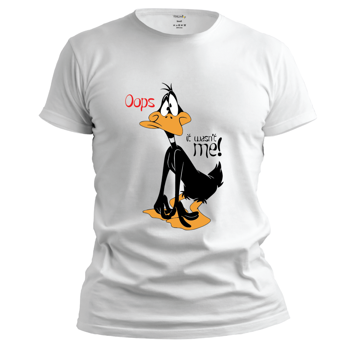 Εικόνα της T-shirt με τύπωμα "It wasn't me Daffy" λευκό