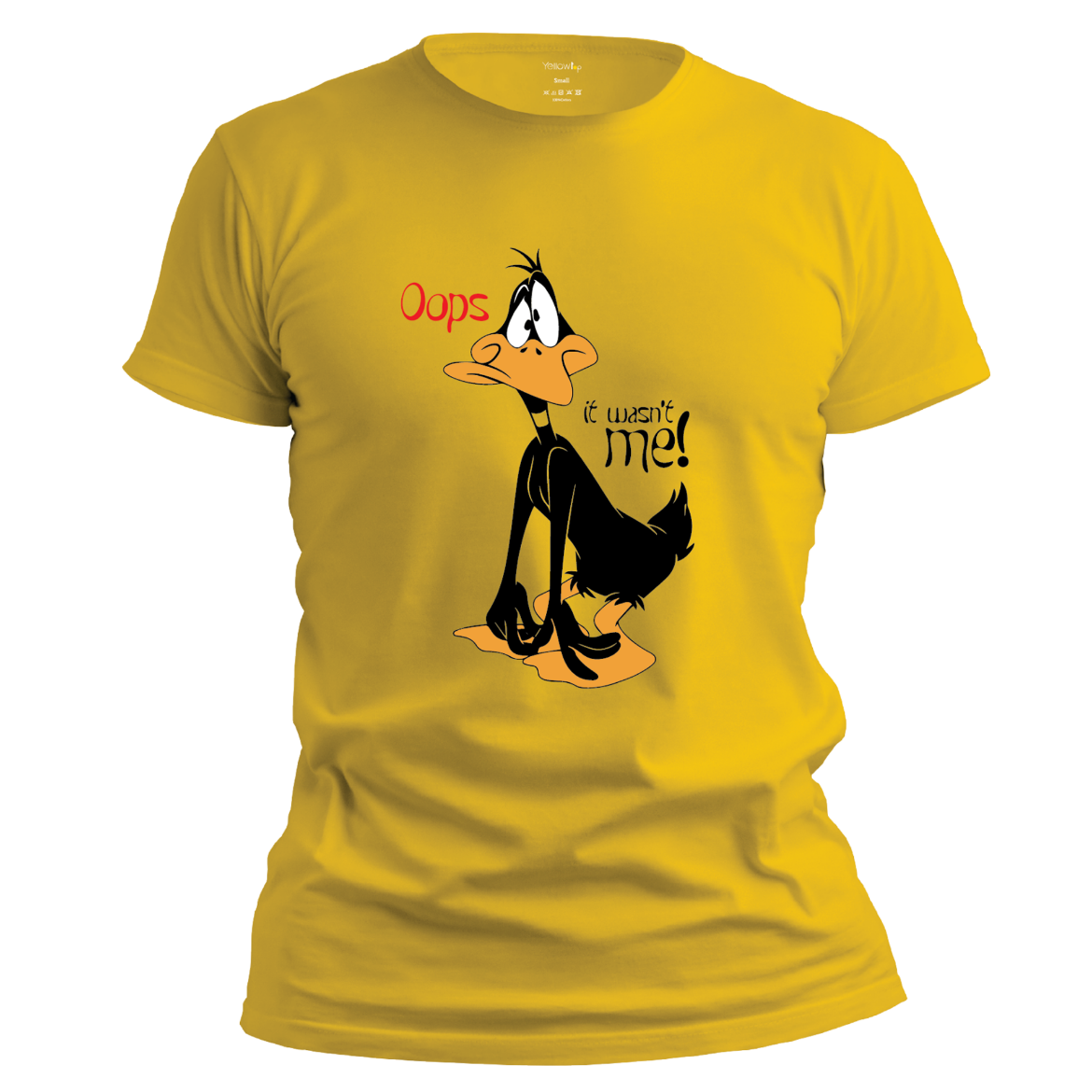 Εικόνα της T-shirt με τύπωμα "It wasn't me Daffy" κίτρινο