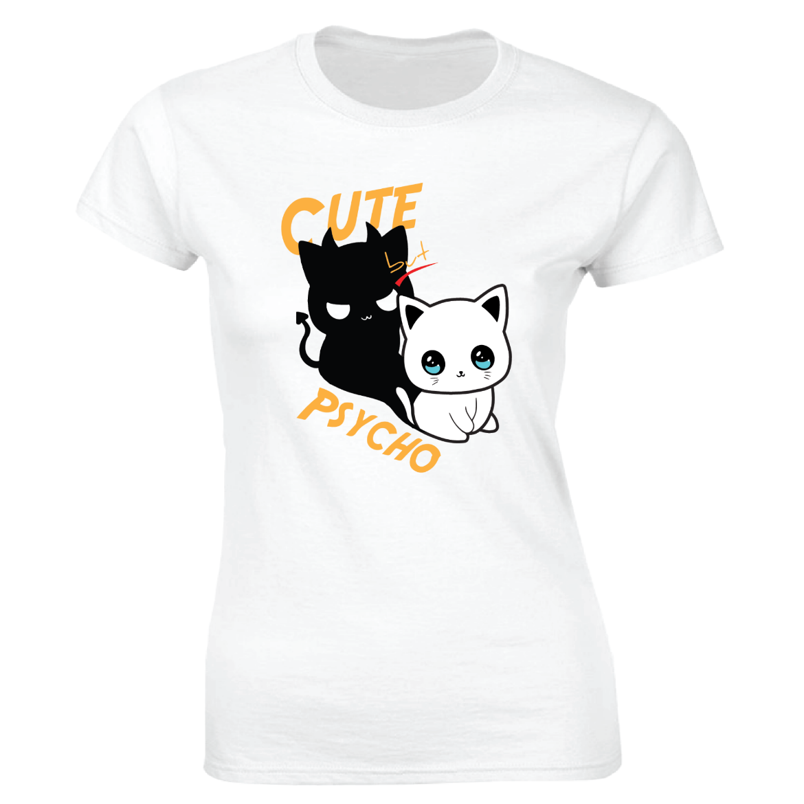 Εικόνα της Γυναικείο T-shirt με τύπωμα "Cute but psycho" Λευκό