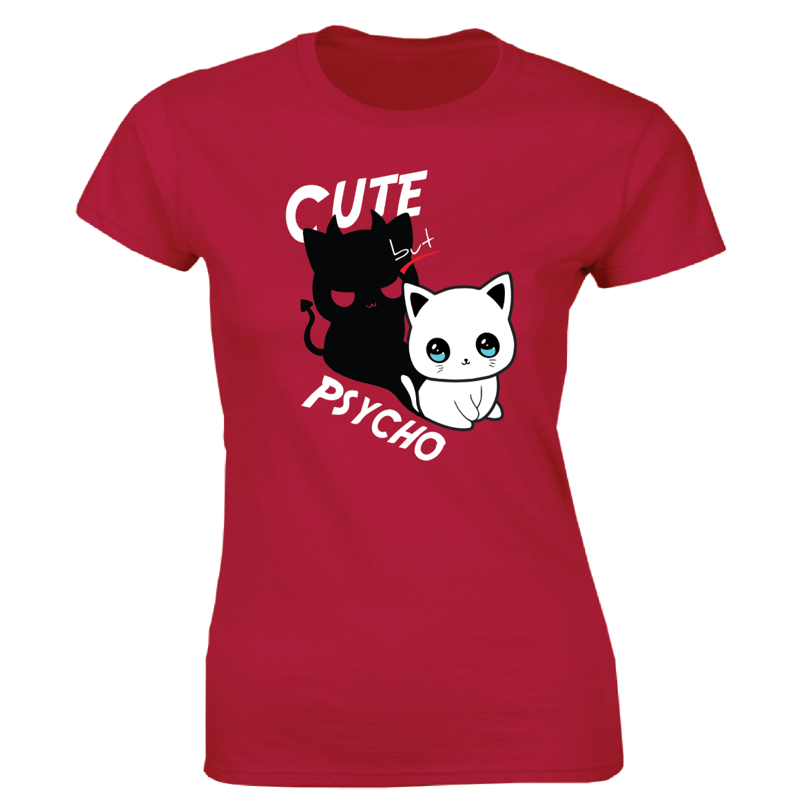 Εικόνα της Γυναικείο T-shirt με τύπωμα "Cute but psycho" Κόκκινο