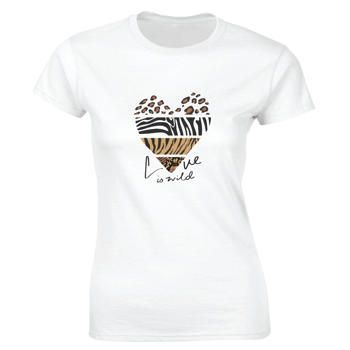 Εικόνα της Γυναικείο T-shirt με τύπωμα "Love is wild" Λευκό