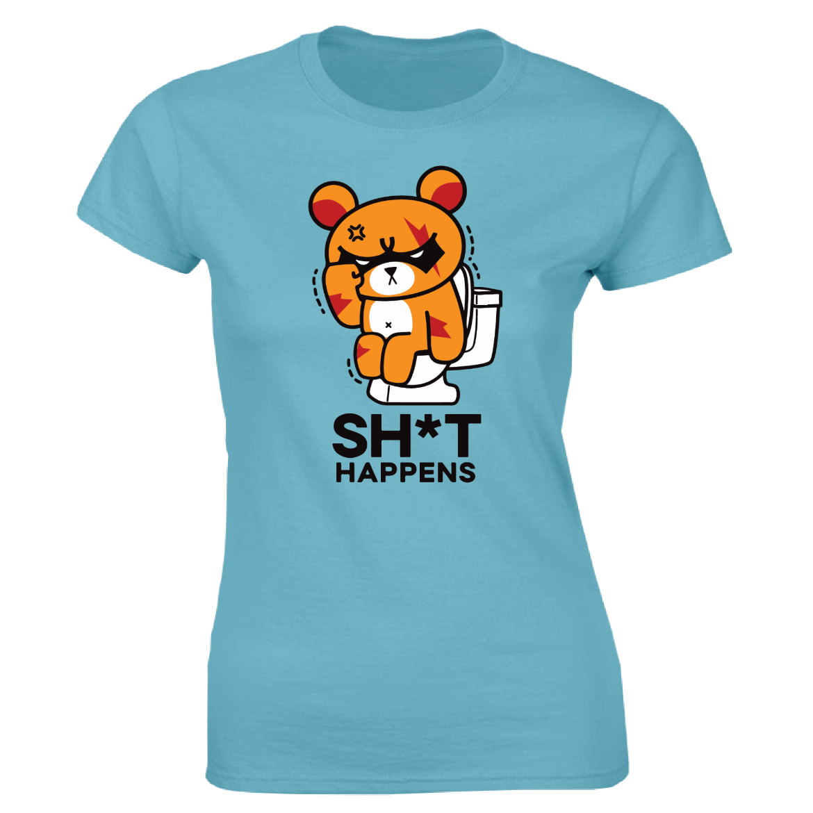 Εικόνα της Γυναικείο T-shirt με τύπωμα "Sh*t Happens" Τιρκουάζ