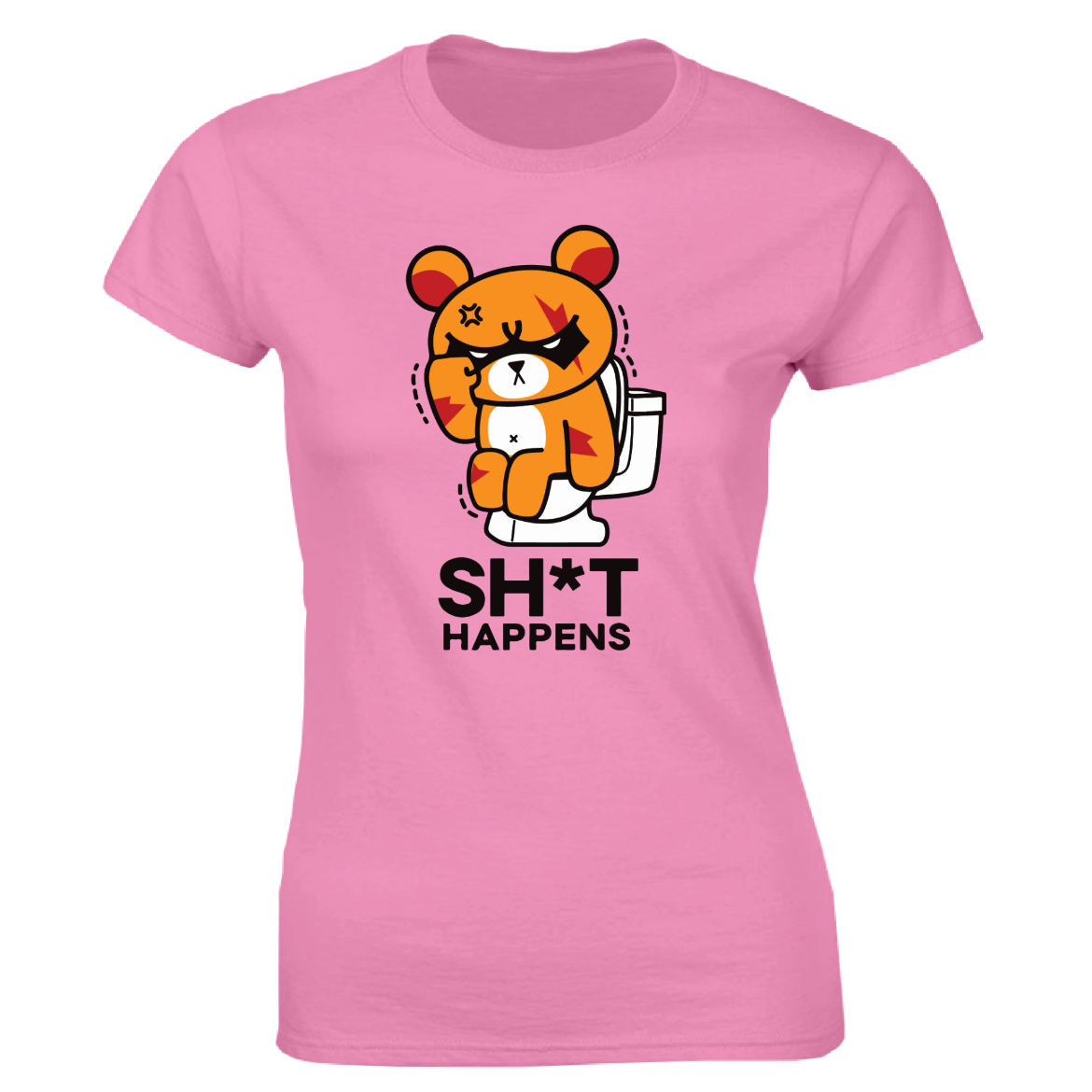 Εικόνα της Γυναικείο T-shirt με τύπωμα "Sh*t Happens" Ροζ