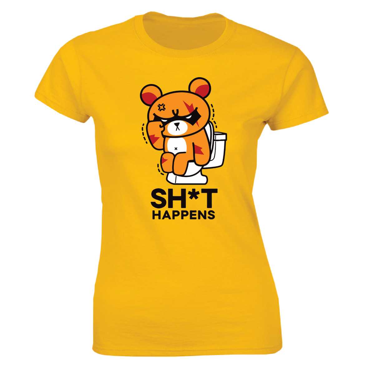 Εικόνα της Γυναικείο T-shirt με τύπωμα "Sh*t Happens" Κίτρινο