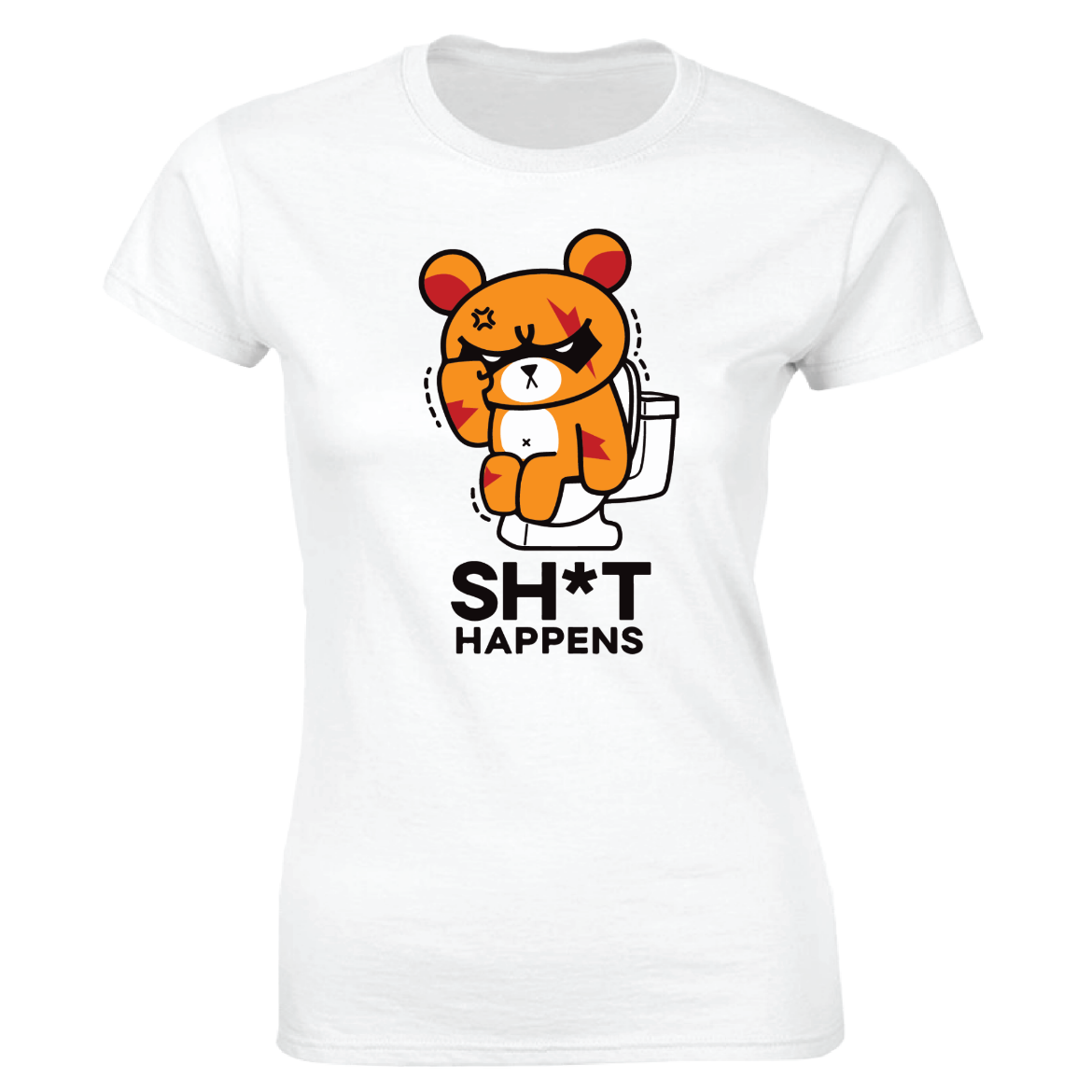 Εικόνα της Γυναικείο T-shirt με τύπωμα "Sh*t Happens" Λευκό