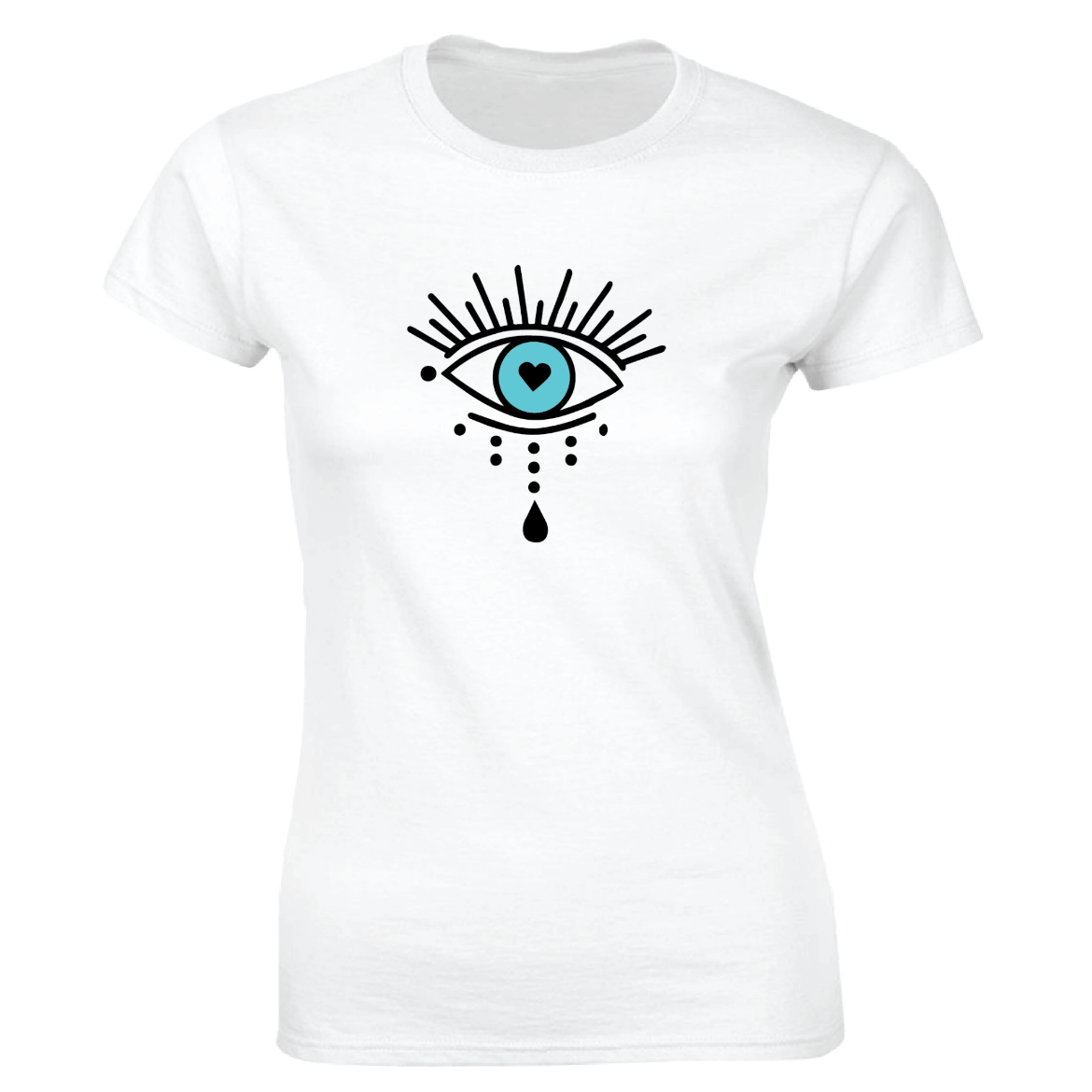 Εικόνα της Γυναικείο T-shirt με τύπωμα "Blue eye" Λευκό