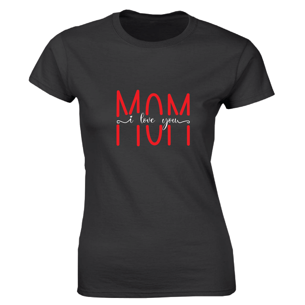 Εικόνα της Γυναικείο T-shirt με τύπωμα "Mom i love you" Μαύρο