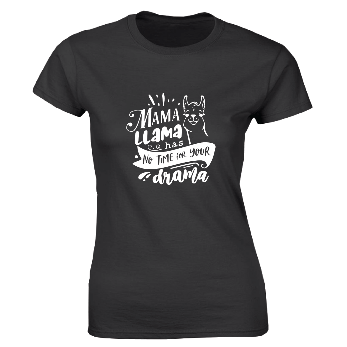 Εικόνα της Γυναικείο T-shirt με τύπωμα "Mamallama" Μαύρο