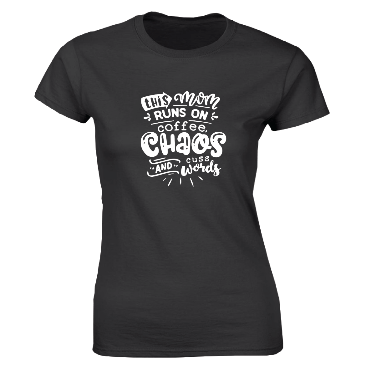 Εικόνα της Γυναικείο T-shirt με τύπωμα "Mom Chaos" Μαύρο