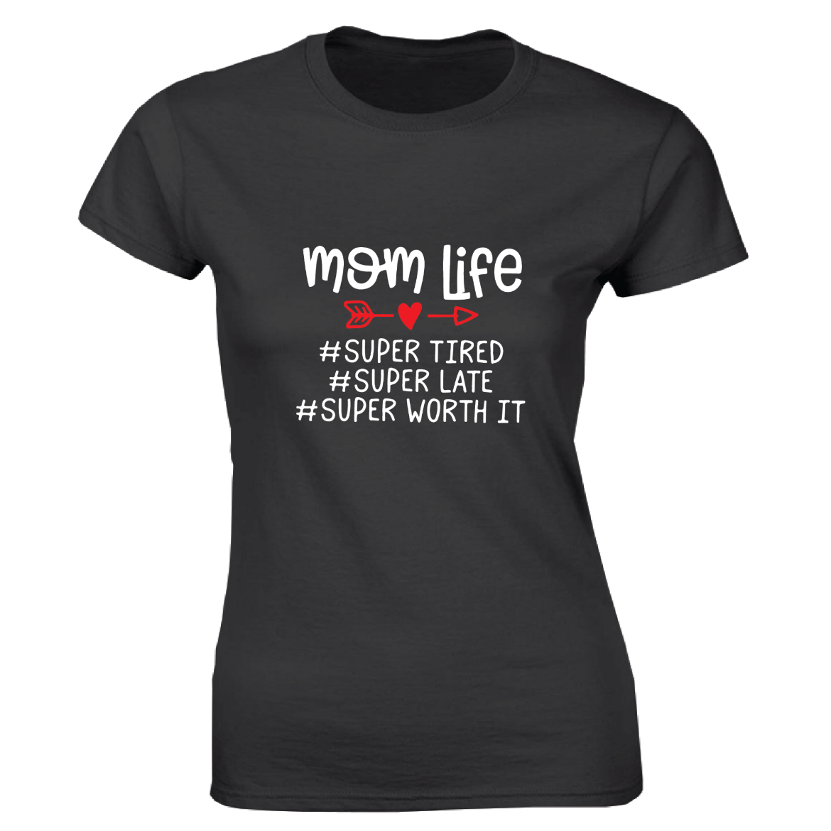 Εικόνα της Γυναικείο T-shirt με τύπωμα "Mom Life" Μαύρο