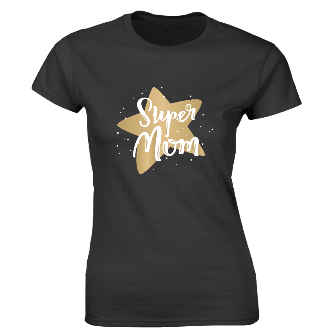 Εικόνα της Γυναικείο T-shirt με τύπωμα "Super Mom" Μαύρο