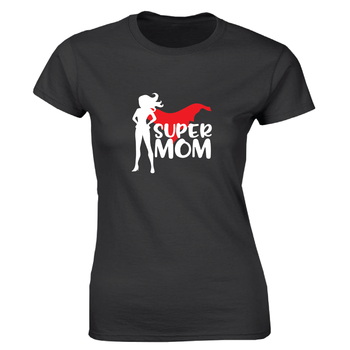 Εικόνα της Γυναικείο T-shirt με τύπωμα "Super Mom" Μαύρο