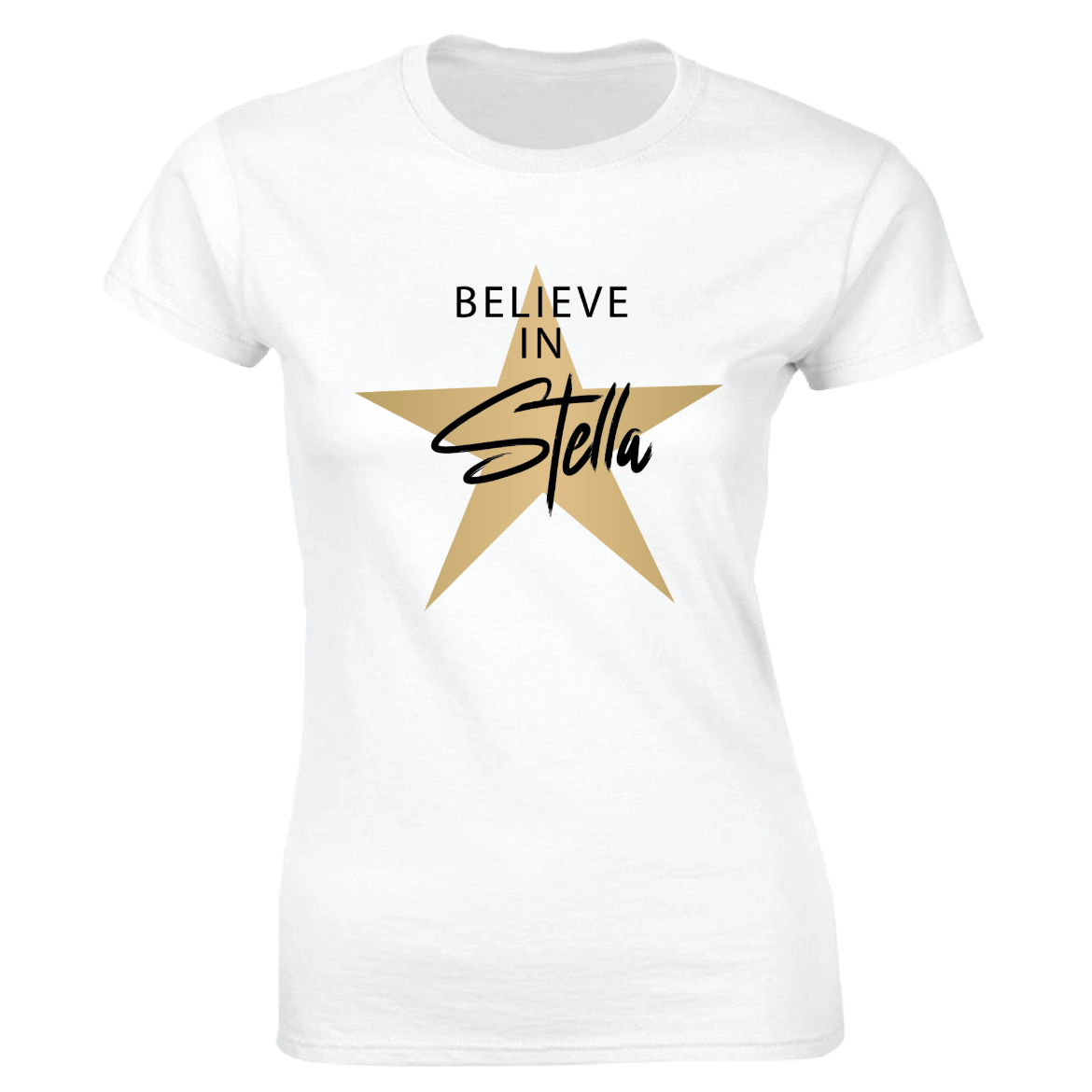 Εικόνα της Γυναικείο T-shirt με τύπωμα "Believe in stella" Λευκό