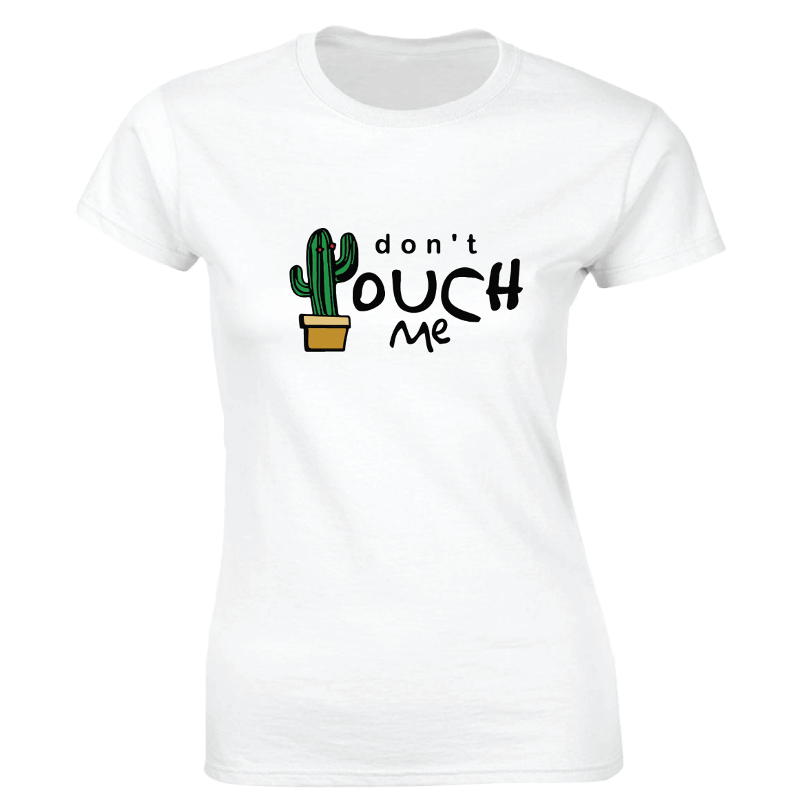 Εικόνα της Γυναικείο T-shirt με τύπωμα "Don't touch me" Λευκό