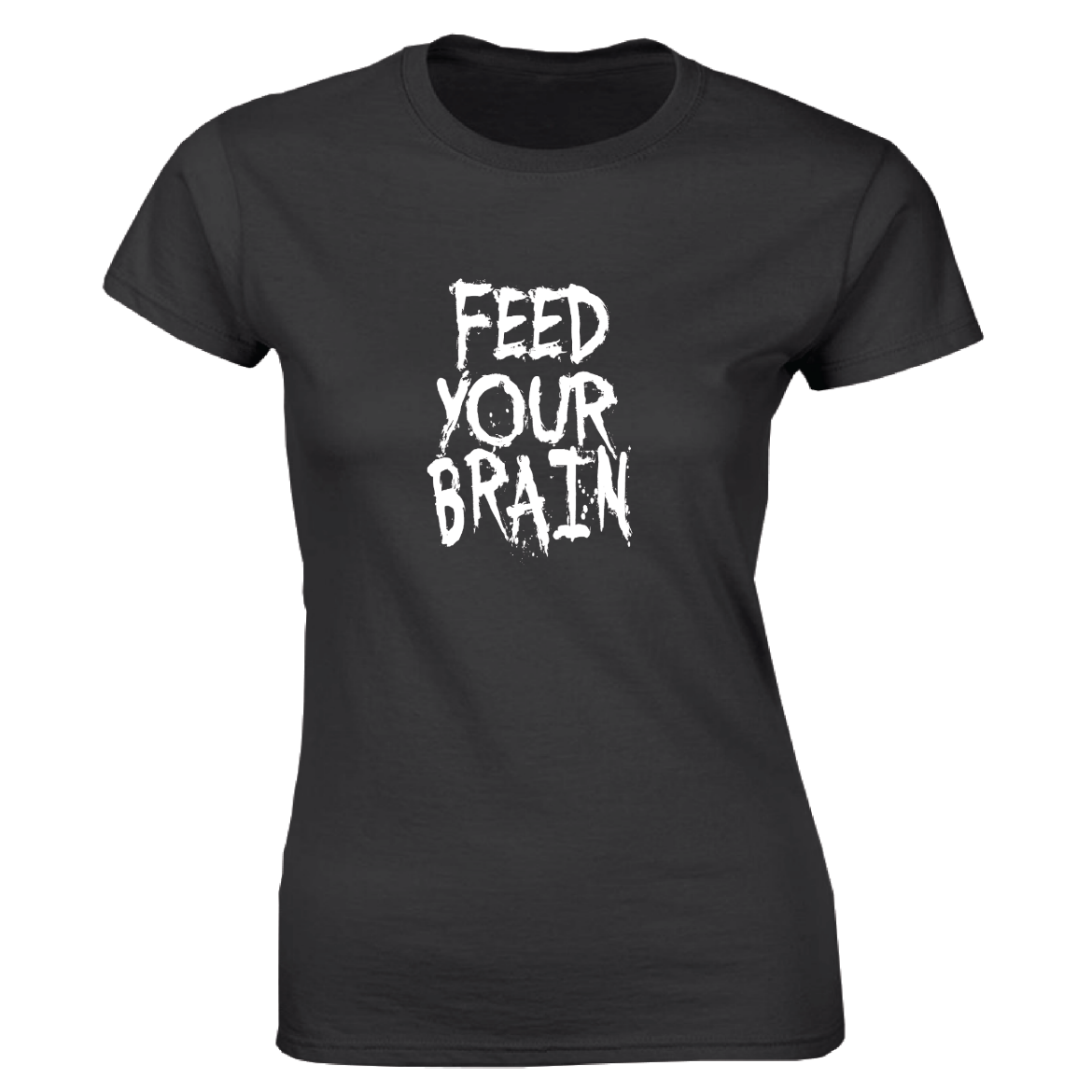 Εικόνα της Γυναικείο T-shirt με τύπωμα "Feed your brain" Μαύρο