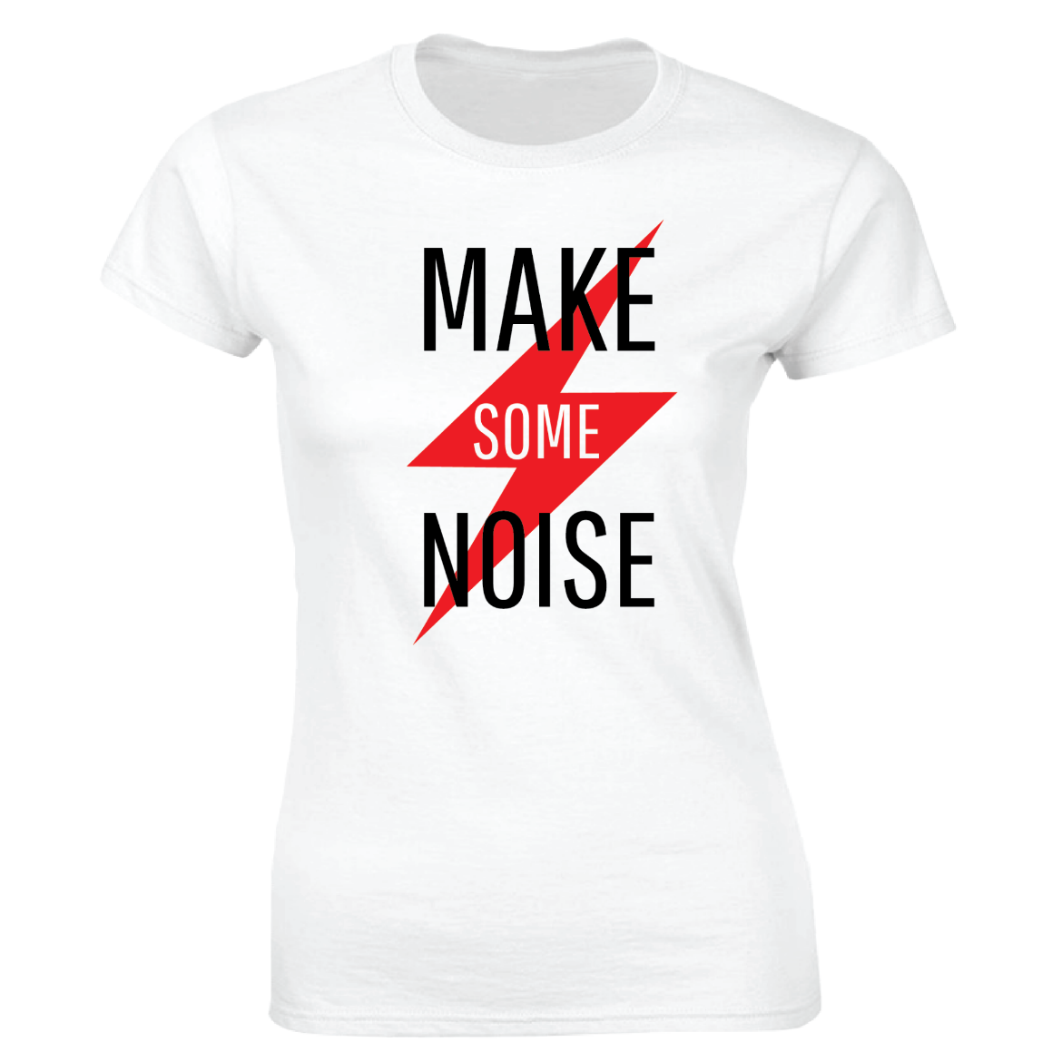 Εικόνα της Γυναικείο T-shirt με τύπωμα "Make some noise" Λευκό