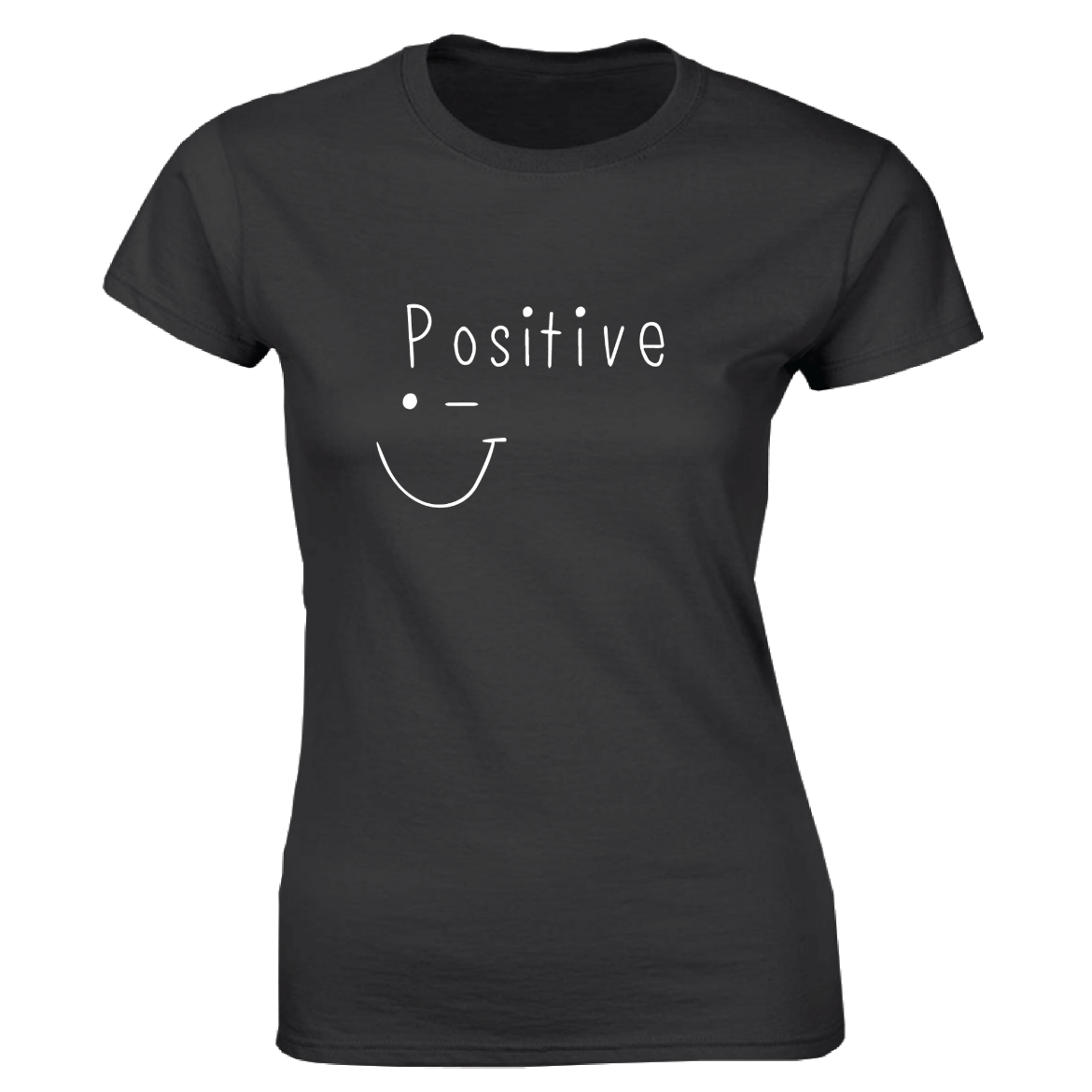 Εικόνα της Γυναικείο T-shirt με τύπωμα "Positive" Μαύρο