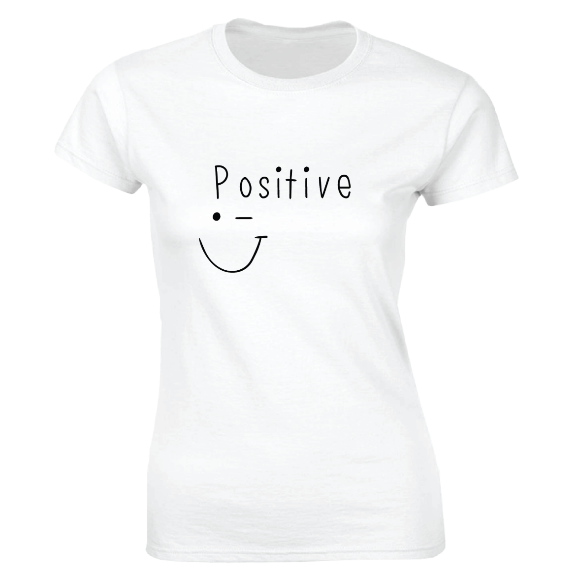 Εικόνα της Γυναικείο T-shirt με τύπωμα "Positive" Λευκό