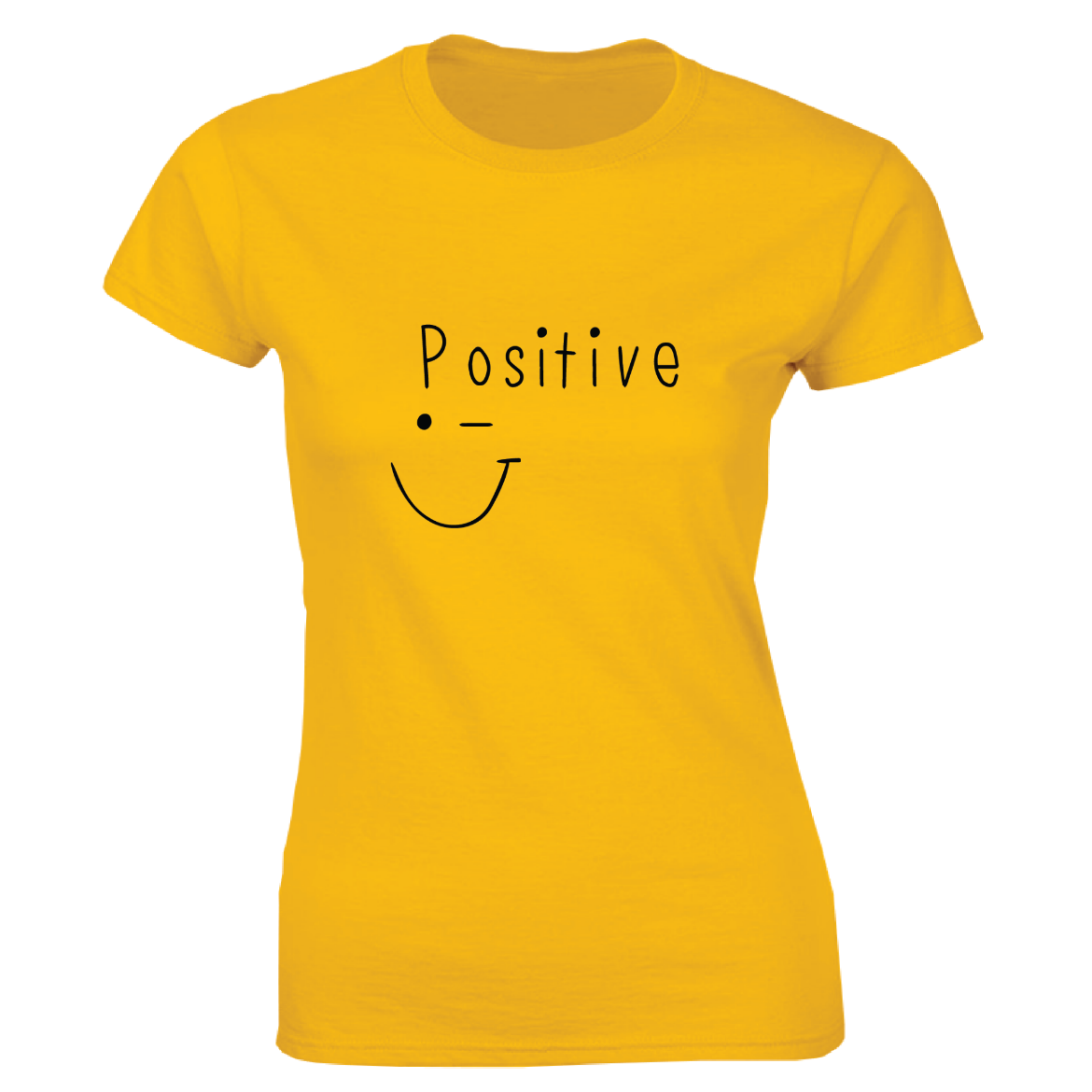 Εικόνα της Γυναικείο T-shirt με τύπωμα "Positive" Κίτρινο