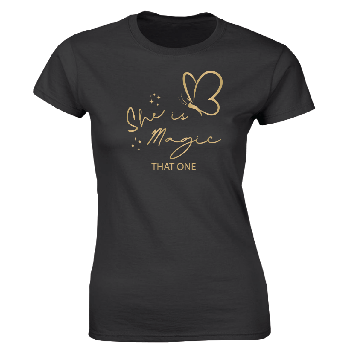 Εικόνα της Γυναικείο T-shirt με τύπωμα "She is magic" Μαύρο