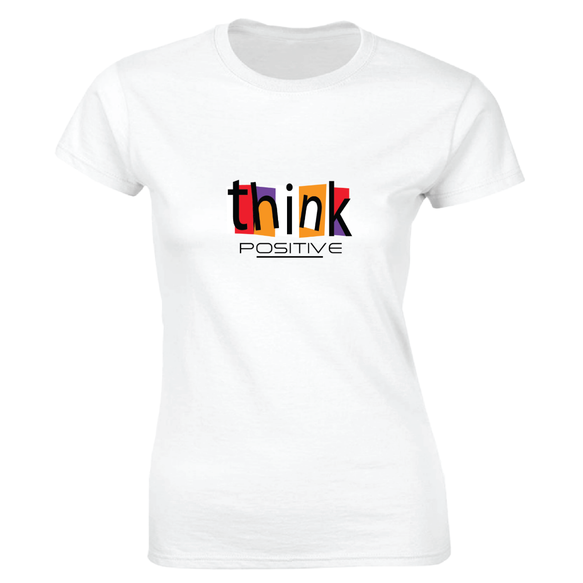 Εικόνα της Γυναικείο T-shirt με τύπωμα "Think positive" Λευκό