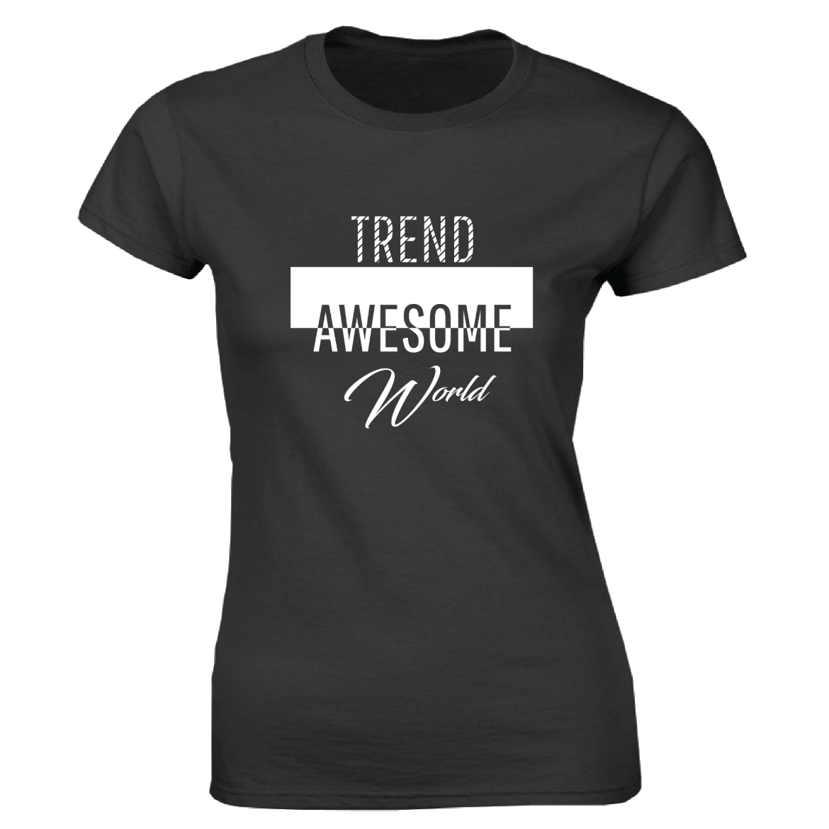 Εικόνα της Γυναικείο T-shirt με τύπωμα "Trend Awesome" Μαύρο