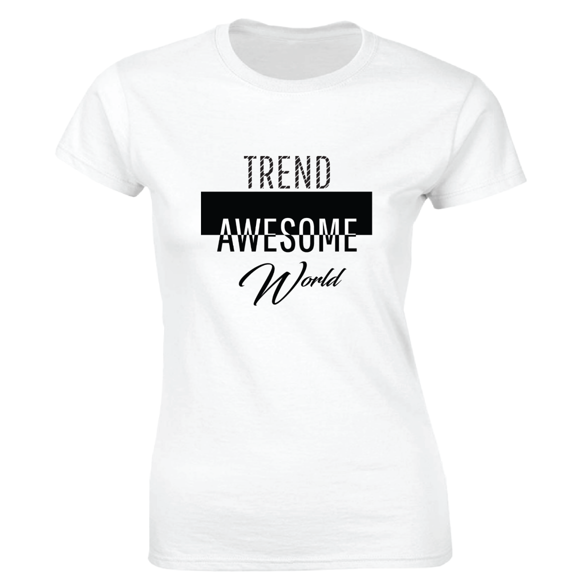 Εικόνα της Γυναικείο T-shirt με τύπωμα "Trend Awesome" Λευκό