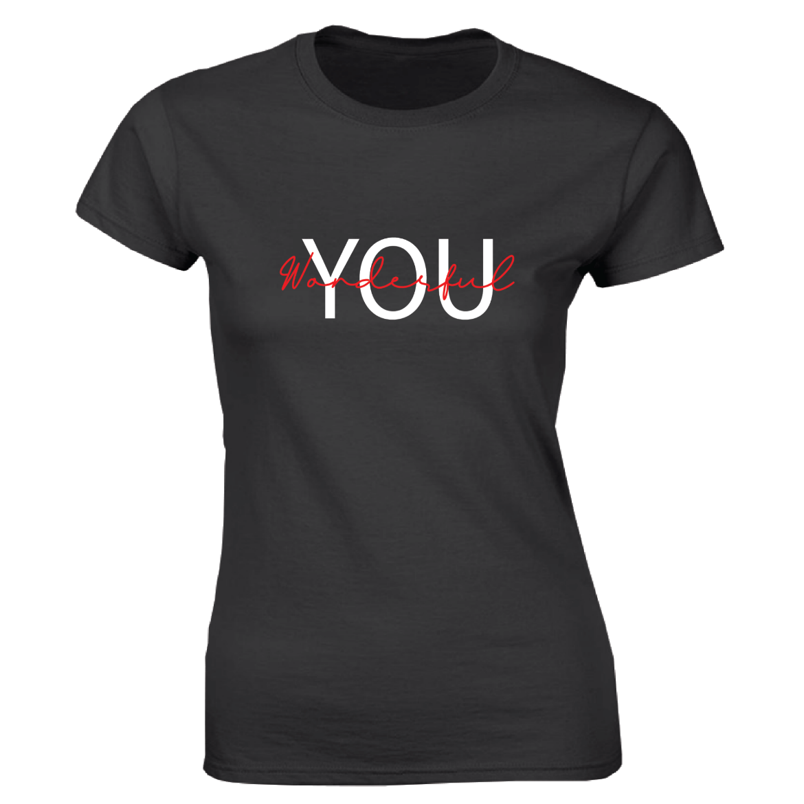 Εικόνα της Γυναικείο T-shirt με τύπωμα "You wonderful" Μαύρο