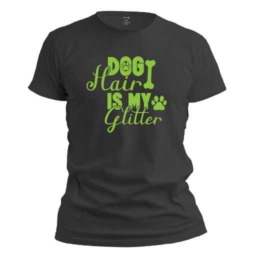 Εικόνα της T-shirt με τύπωμα  "Dog hair is my glitter"   