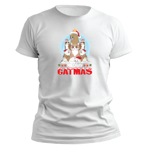 Εικόνα της T-shirt με τύπωμα "Meawy Catmas"     