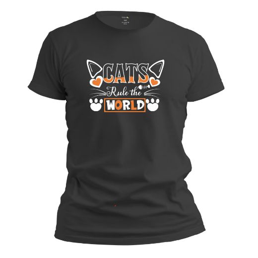 Εικόνα της T-shirt με τύπωμα  "Cats rule the world"  