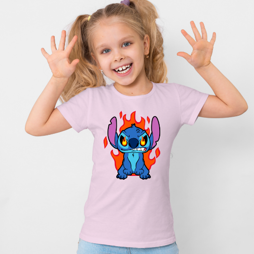 Εικόνα της Παιδικό t-shirt με τύπωμα  "Stitch is on fire" 