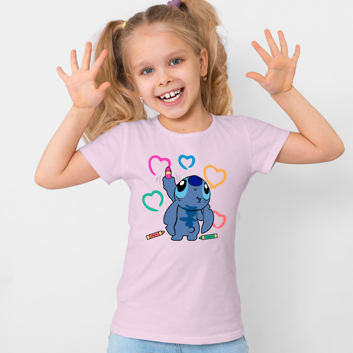 Εικόνα της Παιδικό t-shirt με τύπωμα  "Stitch coloring hearts" 