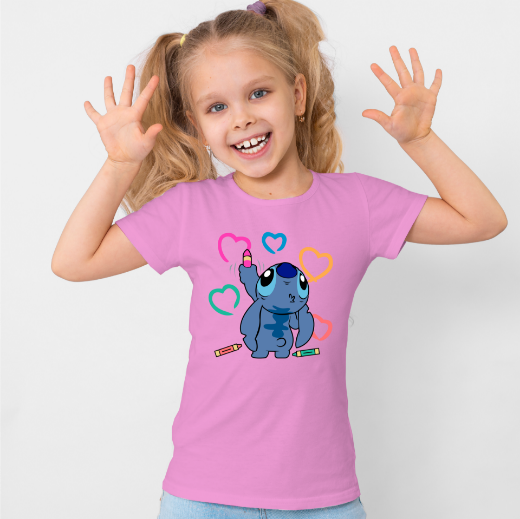 Εικόνα της Παιδικό t-shirt με τύπωμα  "Stitch coloring hearts" 