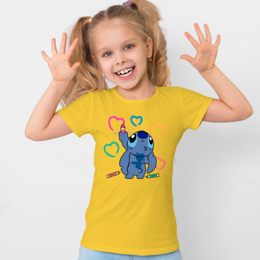 Εικόνα της Παιδικό t-shirt με τύπωμα  "Stitch coloring hearts" 