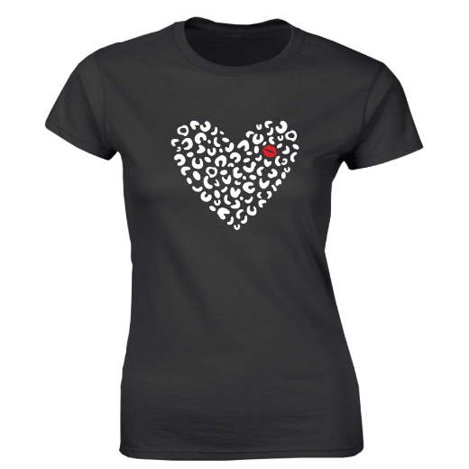 Εικόνα της Γυναικείο T-shirt με τύπωμα "Leopard Heart"  