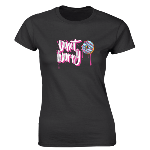 Εικόνα της Γυναικείο T-shirt με τύπωμα  "Donut Worry"  
