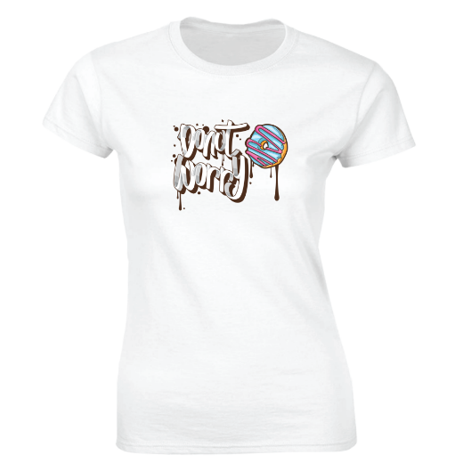 Εικόνα της Γυναικείο T-shirt με τύπωμα  "Donut Worry"  