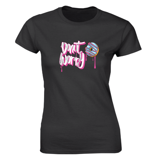 Εικόνα της Γυναικείο T-shirt με τύπωμα  "Donut Worry"  