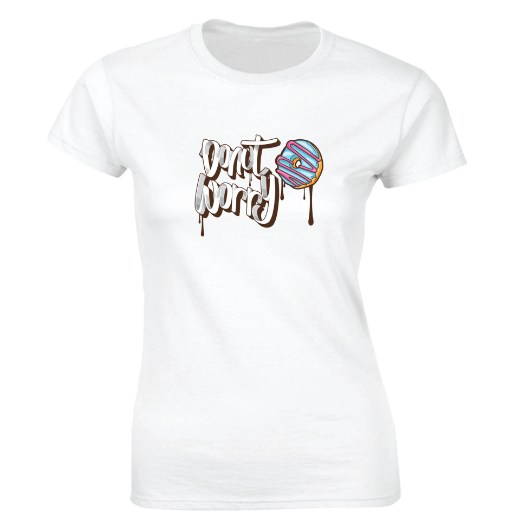 Εικόνα της Γυναικείο T-shirt με τύπωμα  "Donut Worry"  